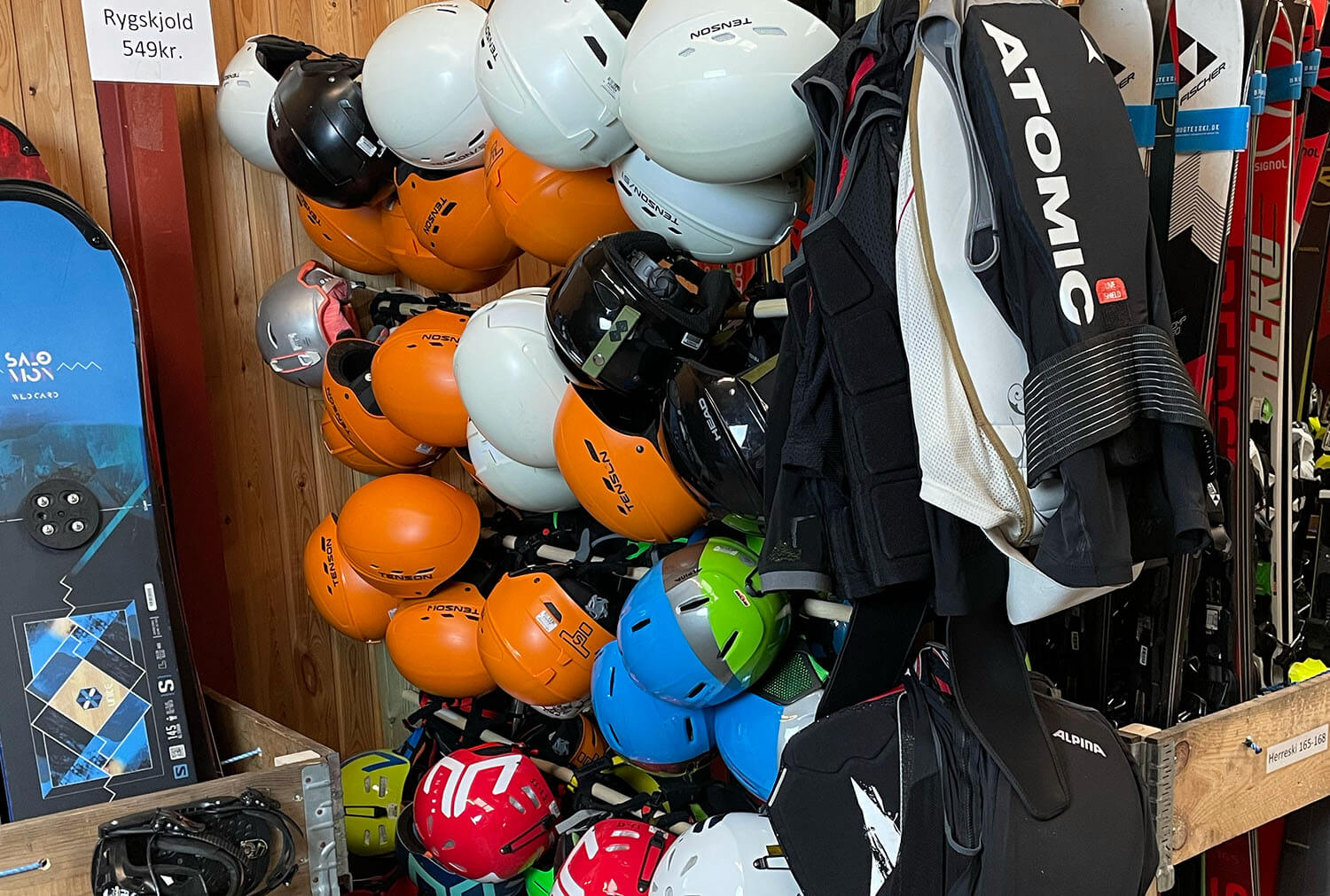 ski hjelme og rygskjold